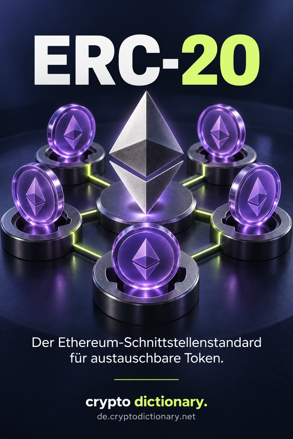 Gleichartige Tokenmodule sind über standardisierte Steckplätze mit einem Ethereum-Netzwerksymbol verbunden.