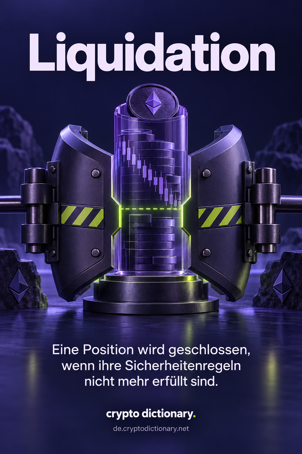 Eine Positionskapsel schließt beim Erreichen einer gestrichelten Sicherheiten-Schwelle.