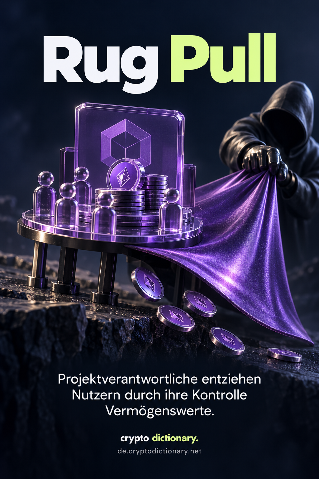 Eine anonyme Figur zieht einen Teppich unter einem Projekt und seinen Nutzern weg.